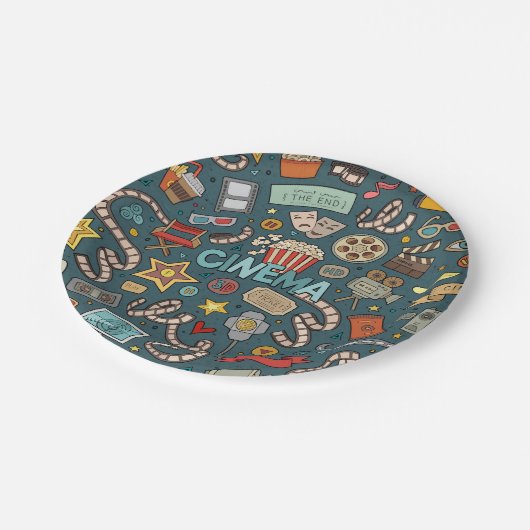 Ontwerp van bioscoopbioscoopbioscoopbioscoop papieren bordje (Gekanteld)