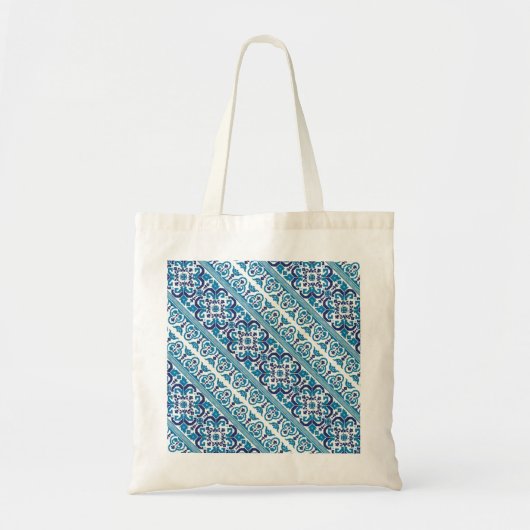 Ontwerp van blauwe decoratieve oekraïense patronen tote bag (Voorkant)