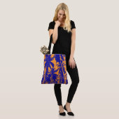 Ontwerp van blauwe en Oranje palmbomen Tote Bag (Op model)