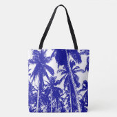 Ontwerp van blauwe en witte palmbomen tote bag (Voorkant)