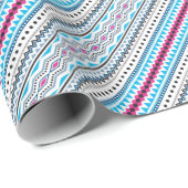 Ontwerp van blauwe roze tribale meisjespatronen cadeaupapier (Rol Hoek)