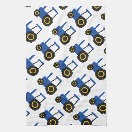 Ontwerp van blauwe tractor theedoek (Verticaal)