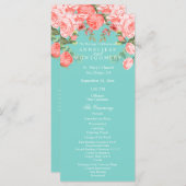 ontwerp van Blauwgroen en Koraalbloemen - Program Programmakaart (Voorkant / Achterkant)