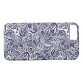 Ontwerp van blauwwitte paisleypatronen Case-Mate iPhone case (Achterkant (Horizontaal))