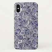 Ontwerp van blauwwitte paisleypatronen Case-Mate iPhone case (Achterkant)