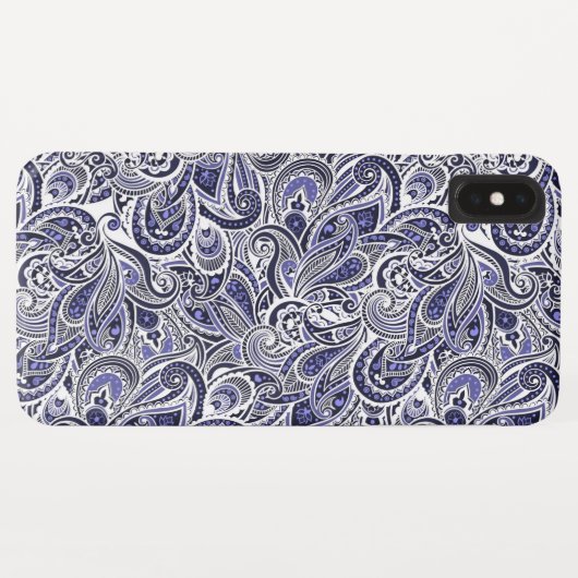 Ontwerp van blauwwitte paisleypatronen Case-Mate iPhone case (Achterkant (horizontaal))