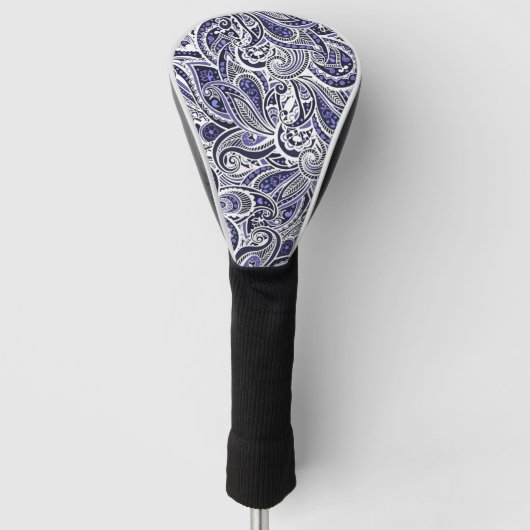 Ontwerp van blauwwitte paisleypatronen golfheadcover (Voorkant)