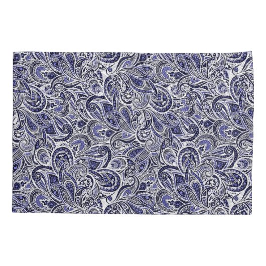 Ontwerp van blauwwitte paisleypatronen kussensloop (Achterkant-Links)