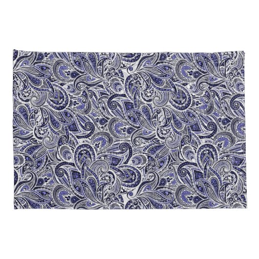 Ontwerp van blauwwitte paisleypatronen kussensloop (Achterkant-Rechts)