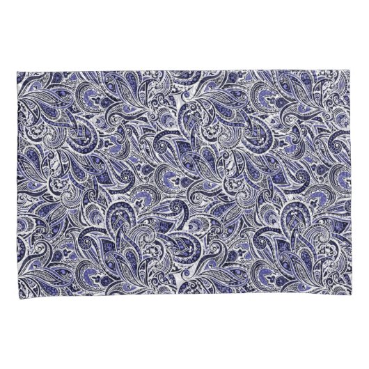 Ontwerp van blauwwitte paisleypatronen kussensloop (Voorkant-Rechts)