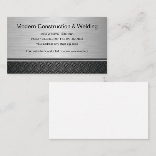 Ontwerp van bouwlassen visitekaartje (Voorkant / Achterkant)