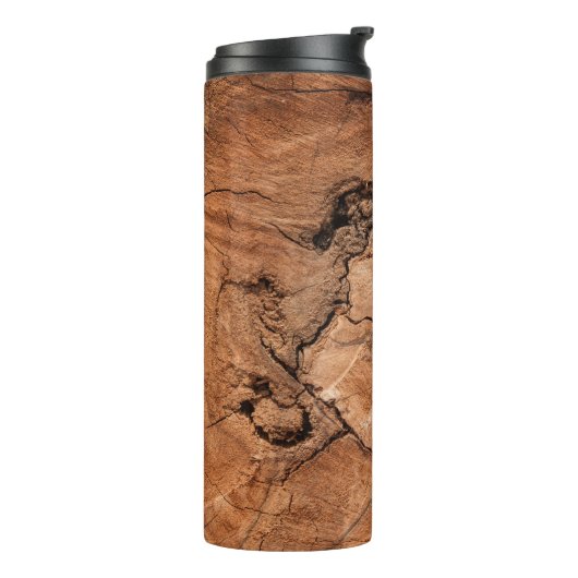Ontwerp van bruin hout thermosbeker (Gedraaid links)