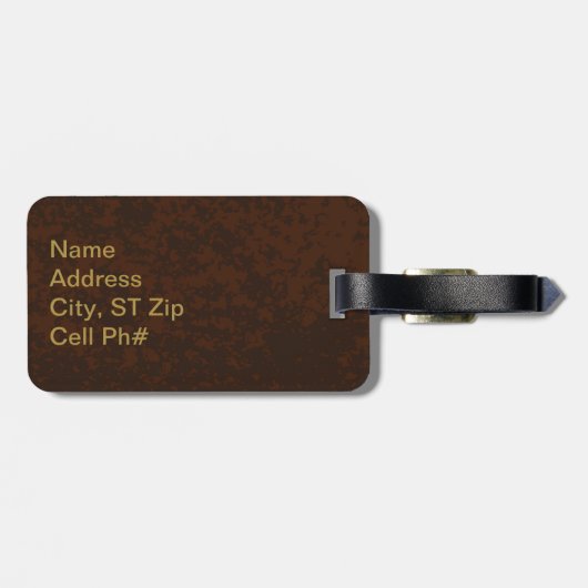 Ontwerp van bruin leder | Personaliseren Bagagelabel (Achterkant horizontaal)