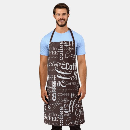 Ontwerp van bruine en witte koffie schort (Gedragen)