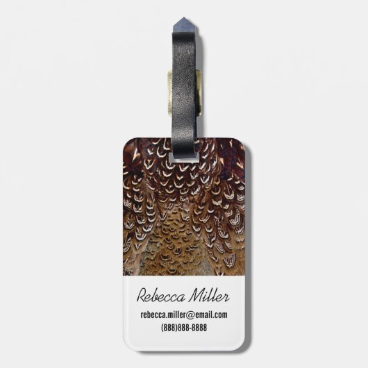 Ontwerp van bruine fazant bagagelabel (Achterkant verticaal)