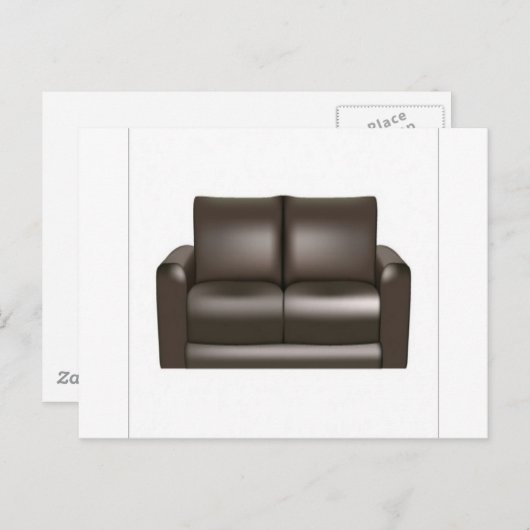 Ontwerp van bruine lederen sofa briefkaart (Voorkant / Achterkant)
