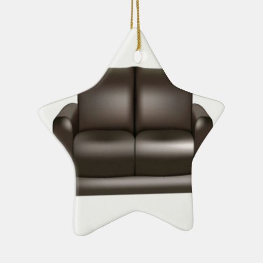 Ontwerp van bruine lederen sofa keramisch ornament (Rechts)