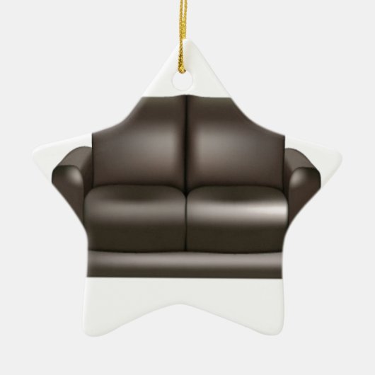 Ontwerp van bruine lederen sofa keramisch ornament (Voorkant)