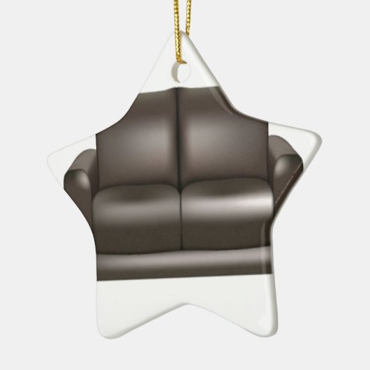Ontwerp van bruine lederen sofa keramisch ornament (Links)