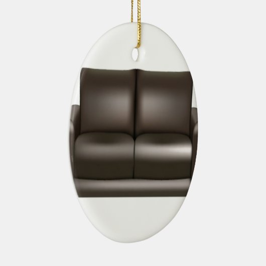 Ontwerp van bruine lederen sofa keramisch ornament (Rechts)