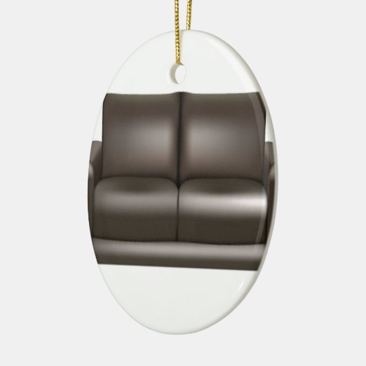 Ontwerp van bruine lederen sofa keramisch ornament (Links)