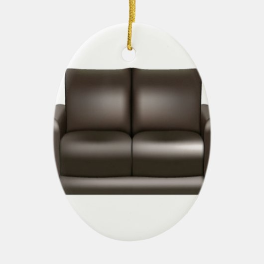 Ontwerp van bruine lederen sofa keramisch ornament (Voorkant)