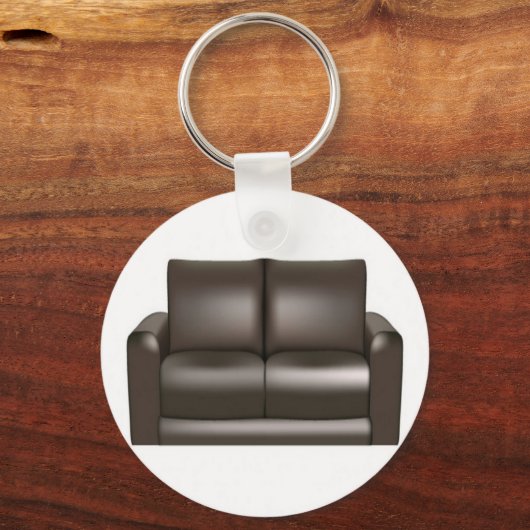 Ontwerp van bruine lederen sofa sleutelhanger (Voorkant)