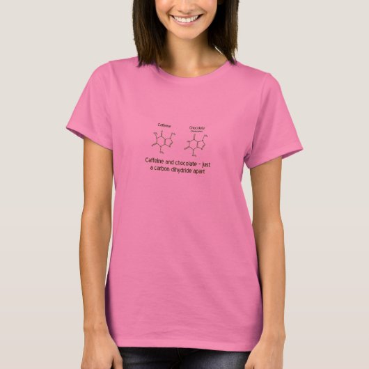 Ontwerp van cafeïne en chocolade-shirt t-shirt (Voorkant)