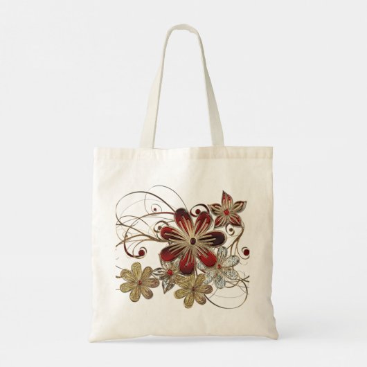 Ontwerp van canvas tas Gold/Red Swirls (Achterkant)