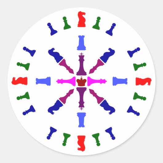 Ontwerp van Chess Piece Ronde Sticker (Voorkant)