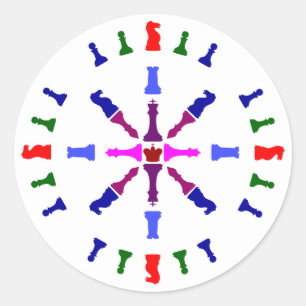 Ontwerp van Chess Piece Ronde Sticker