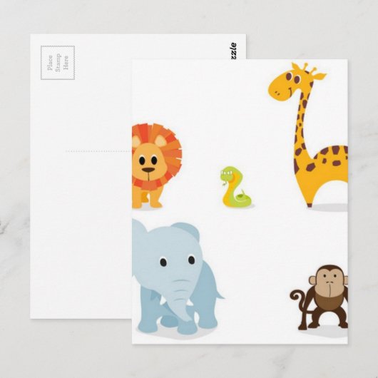 Ontwerp van Chibi Oerwoud Dieren Briefkaart (Voorkant / Achterkant)