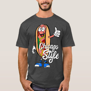 Ontwerp van Chicago Style Hot Dog-poppenknop T-shirt