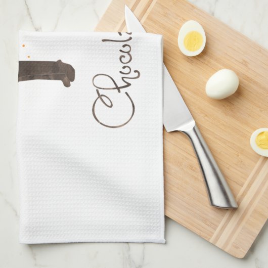 Ontwerp van Chocolade Lab-Waterverf Theedoek (Quarter Fold)