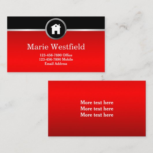 Ontwerp van Classy Realtor Black en Red Visitekaar Visitekaartje (Voorkant / Achterkant)