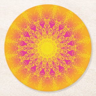 Ontwerp van coasters Mandala Ronde Kartonnen Onderzetter