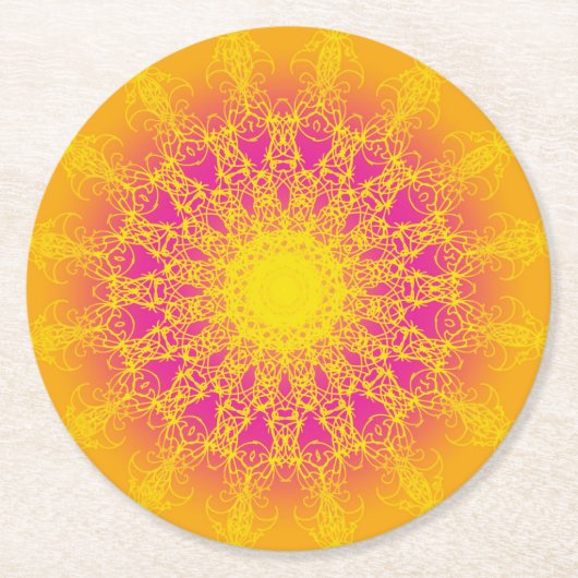 Ontwerp van coasters Mandala Ronde Kartonnen Onderzetter (Voorkant)