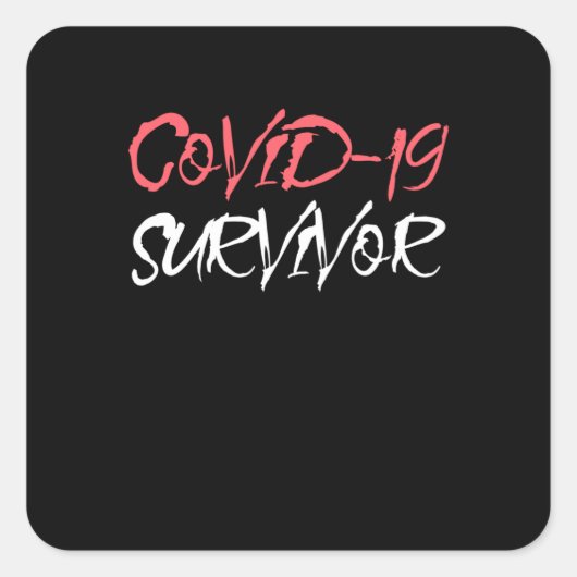 Ontwerp van Covid-19 Virus Survivor Awareness Vierkante Sticker (Voorkant)