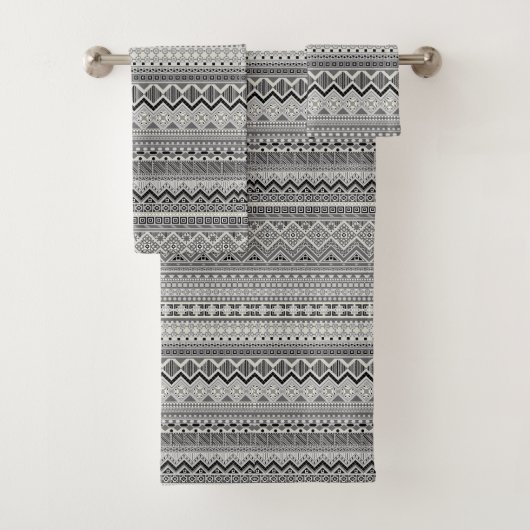 Ontwerp van Cute Grey aztec-patronen Bad Handdoek (Insitu)