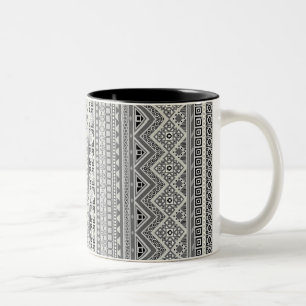 Ontwerp van Cute Grey aztec-patronen Tweekleurige Koffiemok