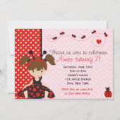 Ontwerp van Cute Ladybird Ladybug-meisje Kaart (Voorkant)