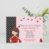 Ontwerp van Cute Ladybird Ladybug-meisje Kaart (Staand voorkant)