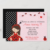 Ontwerp van Cute Ladybird Ladybug-meisje Kaart (Voorkant / Achterkant)