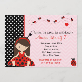 Ontwerp van Cute Ladybird Ladybug-meisje Kaart
