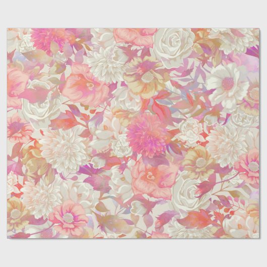 Ontwerp van dahlias en Roos Cadeaupapier (Vlak)