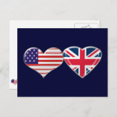Ontwerp van de Amerikaanse en Britse hartvlag Briefkaart (Voorkant / Achterkant)