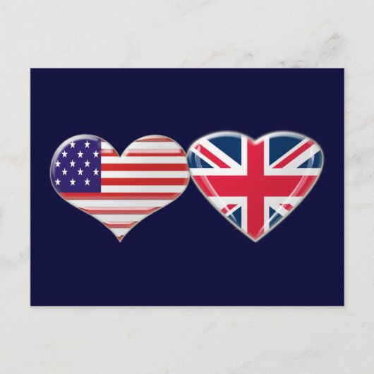 Ontwerp van de Amerikaanse en Britse hartvlag Briefkaart (Voorkant)
