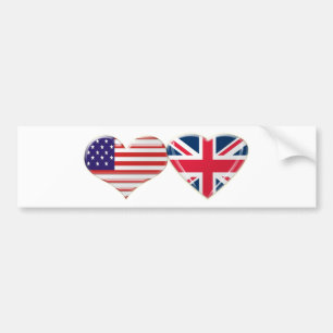 Ontwerp van de Amerikaanse en Britse hartvlag Bumpersticker