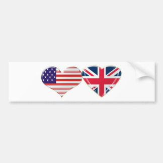 Ontwerp van de Amerikaanse en Britse hartvlag Bumpersticker