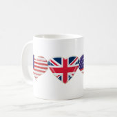 Ontwerp van de Amerikaanse en Britse hartvlag Koffiemok (Voorkant links)